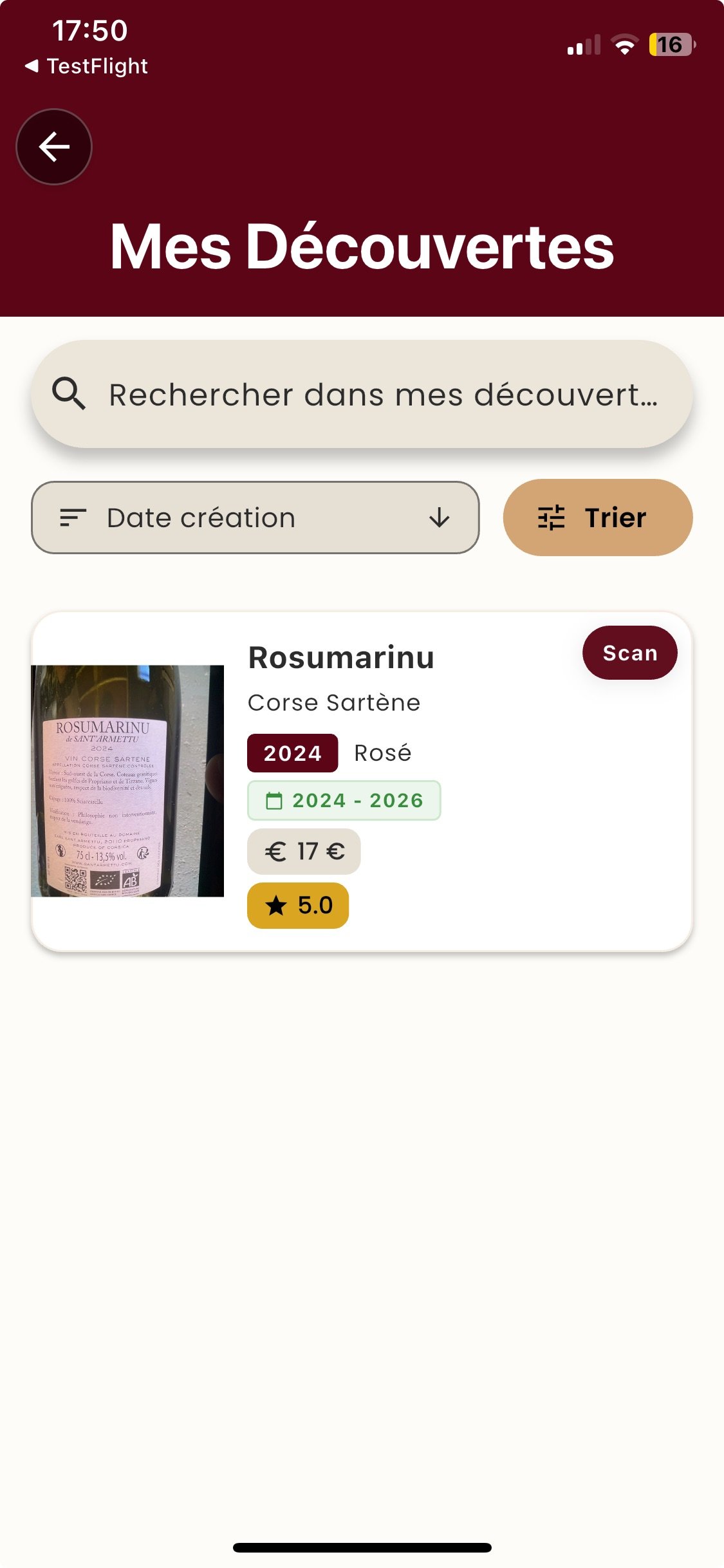 Wineia app — capture d'écran